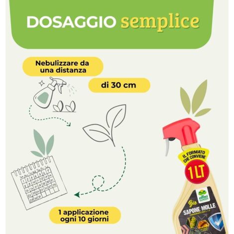 Sapone Molle Potassico Spray 1L - Insetticida Naturale Per Piante, Afidi E Cocciniglia, Biologico, Per Orto E Giardino