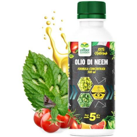 Olio Di Neem per Piante Liquido Concentrato Repellente Contro Insetti Funghi Acari Afidi x 500 ml