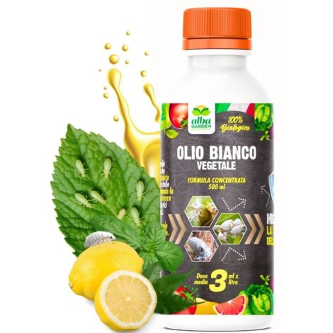 Olio Bianco Vegetale di Soia Protezione Naturale da Insetti per Piante, Prodotto Biologico Repellente Contro Insetti e Cocciniglia x 500 ml