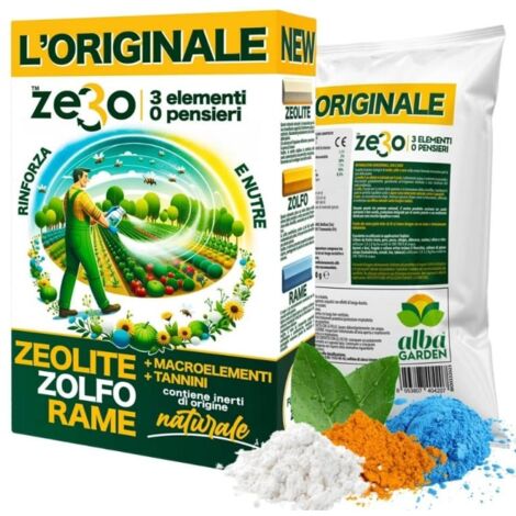 ZeRo Zeolite + Zolfo + Rame Potente Effetto Sinergico tra i 3 Elementi, Unico Trattamento Naturale Rivoluzionario, Nutre e Fortifica, Protezione Integrale per Tutte le Piante x 1 kg