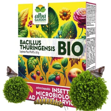 Bacillus Thuringensis Contro Insetti, Prodotto Naturale Biologico per Piante Contro Parassiti Insetti Larve di Orto e Giardino Polvere x 50 g