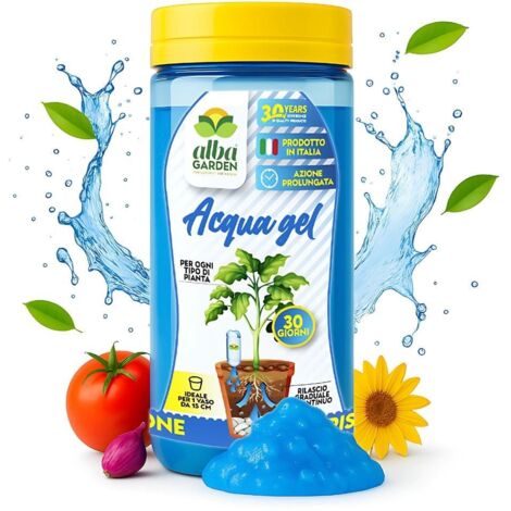 Acqua Gel Innovativo, Idratante Nutriente, Biologico, per Piante Assicura Umidità Costante del Terreno Fino a 30 Giorni - Rilascio Graduale Stimola Formazione di Fiori e Radici x 300 ml