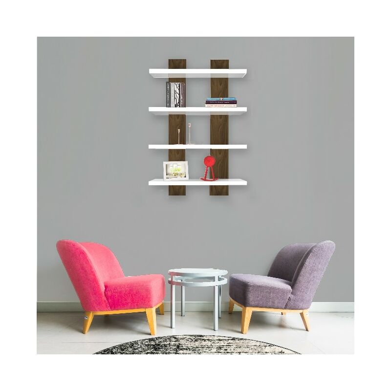 Étagère Airy - Meuble, gain de place - Bibliothèque - Murale, Étagères -  Salon, Séjour, Chambre, Entrée, Bureau - Blanc en Panneau de Particules  Mélaminé, PVC, 100 x 22 x 50 cm