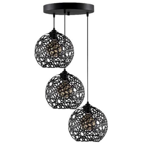 Suspension Siena, Métal, Noir, 65x65x117 cm