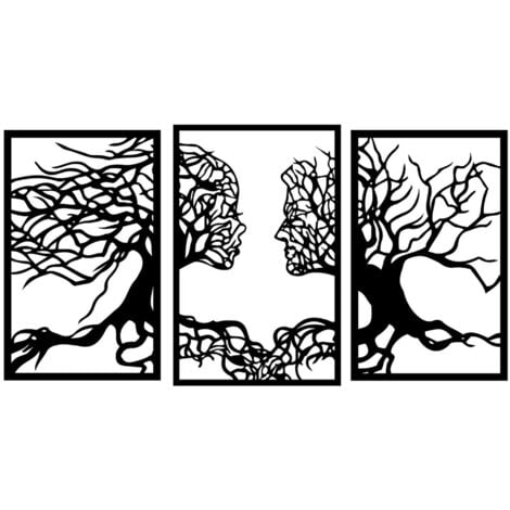 Décoration en Métal Arbre 28, Métal, Noir, 180x1,5x105 cm