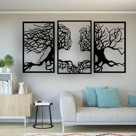 Décoration en Métal Arbre 28, Métal, Noir, 180x1,5x105 cm