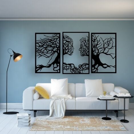Décoration en Métal Arbre 28, Métal, Noir, 180x1,5x105 cm