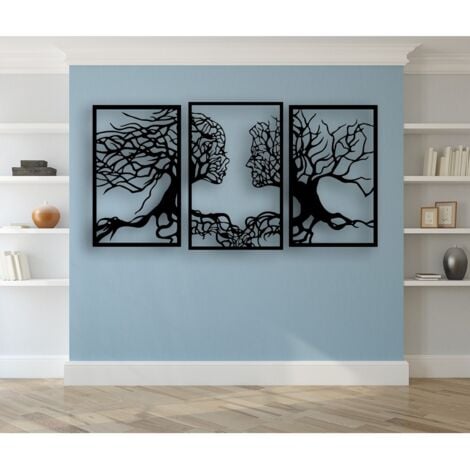 Décoration en Métal Arbre 28, Métal, Noir, 180x1,5x105 cm