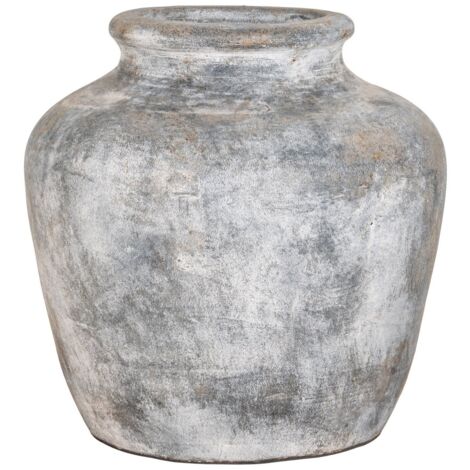 Vase Décoratif Santo, Terre Cuite, Gris, 30x30x30 cm