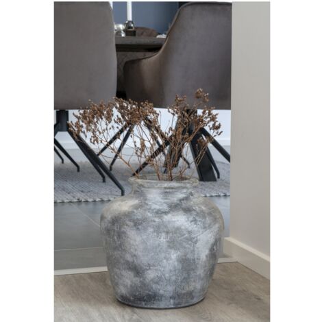 Vase Décoratif Santo, Terre Cuite, Gris, 30x30x30 cm