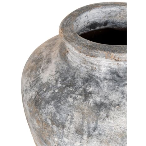 Vase Décoratif Santo, Terre Cuite, Gris, 30x30x30 cm