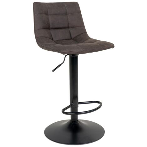 Lot de 2 Tabourets Hauts Middelfart, Microfibre, Métal, Gris, 43x43x108 cm