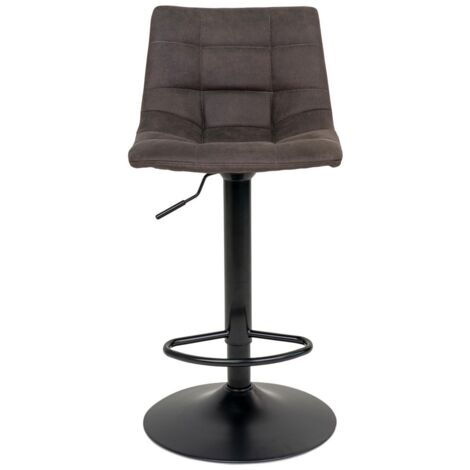 Lot de 2 Tabourets Hauts Middelfart, Microfibre, Métal, Gris, 43x43x108 cm