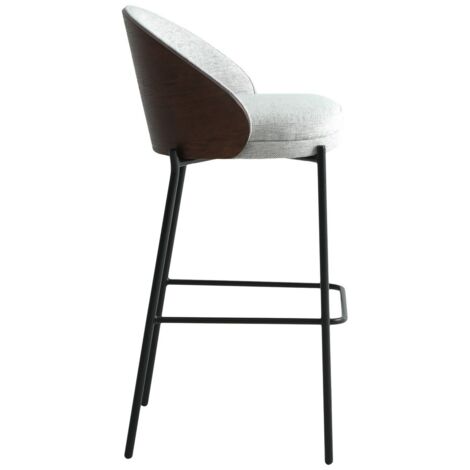 Lot de 2 Tabourets Hauts Canelas, MDF, Polyester, Métal, Gris, 50x54x97 cm