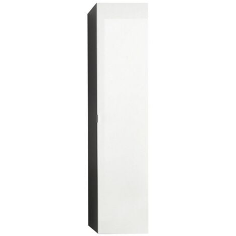 Meuble à Colonne Plage, Panneau Aggloméré Mélaminé, Verre, Blanc, Gris, 35x157x31 cm