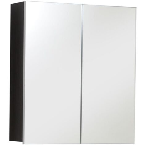 Armoire Salle De Bain Murale Avec Miroir - Meuble Suspendu 6 Niveaux Gris - Rangement Étagères Réglables - Idéal Pour Petits Espaces