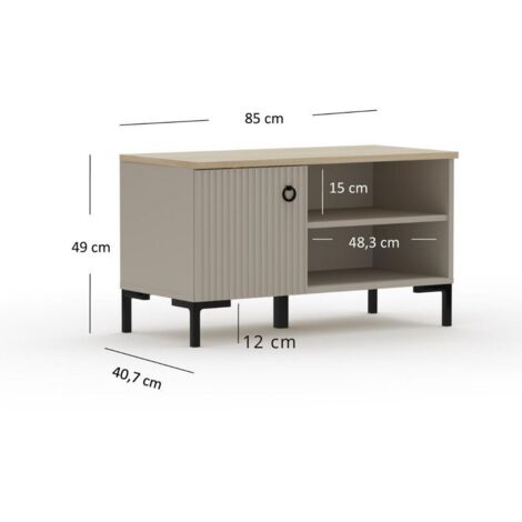 Banc avec Rangement Lucrezia, MDF, Beige, Noir, 85x41x49 cm