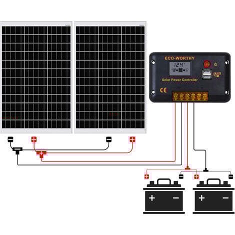 ECO-WORTHY Kit pannello solare da 240 W con regolatore di carica 30 A per kit fotovoltaico fuori rete per auto da casa