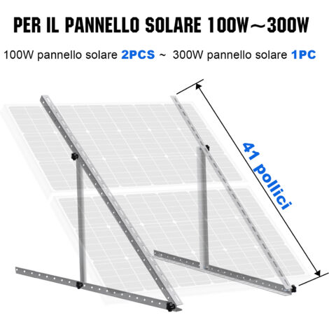 ECO-WORTHY Supporto per pannello solare ad angolo regolabile per barche, camper, tetti, sistemi off-grid 45" (114 cm)