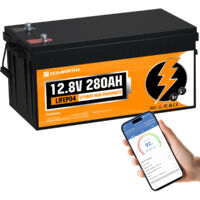 ECO-WORTHY Bateria LiFePO4 280AH 12V Bateria Litio Bluetooth Energía de Emergencia con más de 6000+ de Ciclo Profundo y Protección BMS, para Kit de Placa Solar, RV, Casa