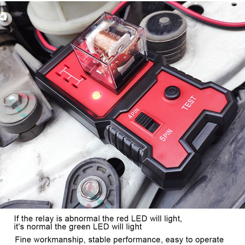 AUNC Testeur de Relais, Outil de Test de Batterie de Voiture pour testeur  de Relais Automobile Rouge