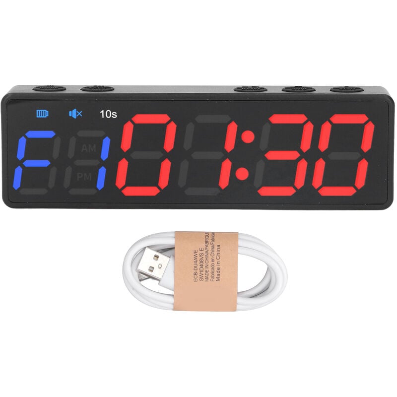 Minuterie de gymnastique Portable entranement intervalle minuterie Fitness horloge  grand affichage numérique avec aimant puissant intégré bleu et rouge