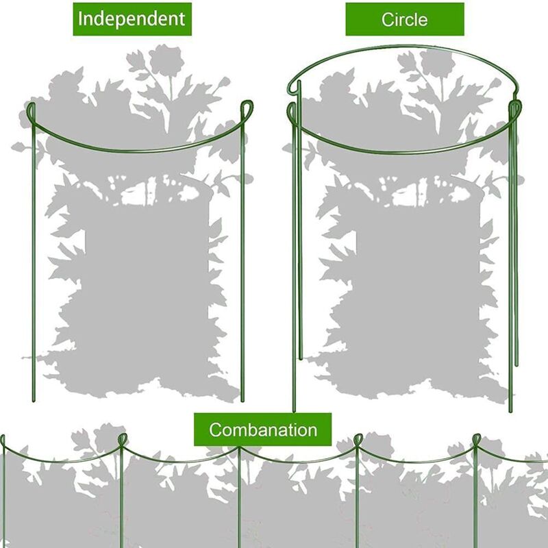 Supports Pour Arbustes TTL GARDEN - Lot De 6, 100 Cm X 40 Cm, Acier Gainé Vert, Avec Bande Velcro - 7