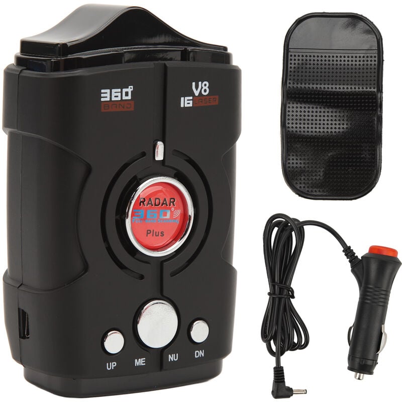  Détecteur de radar de voiture GPS V7 16 bandes, alarme vocale  et système d'alarme de vitesse à 360 degrés avec détection, détecteur de radar  pour voitures