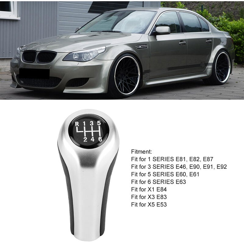 E83 - Pommeau de levier de vitesse argenté, pour BMW 1 2 X1 X3 X5