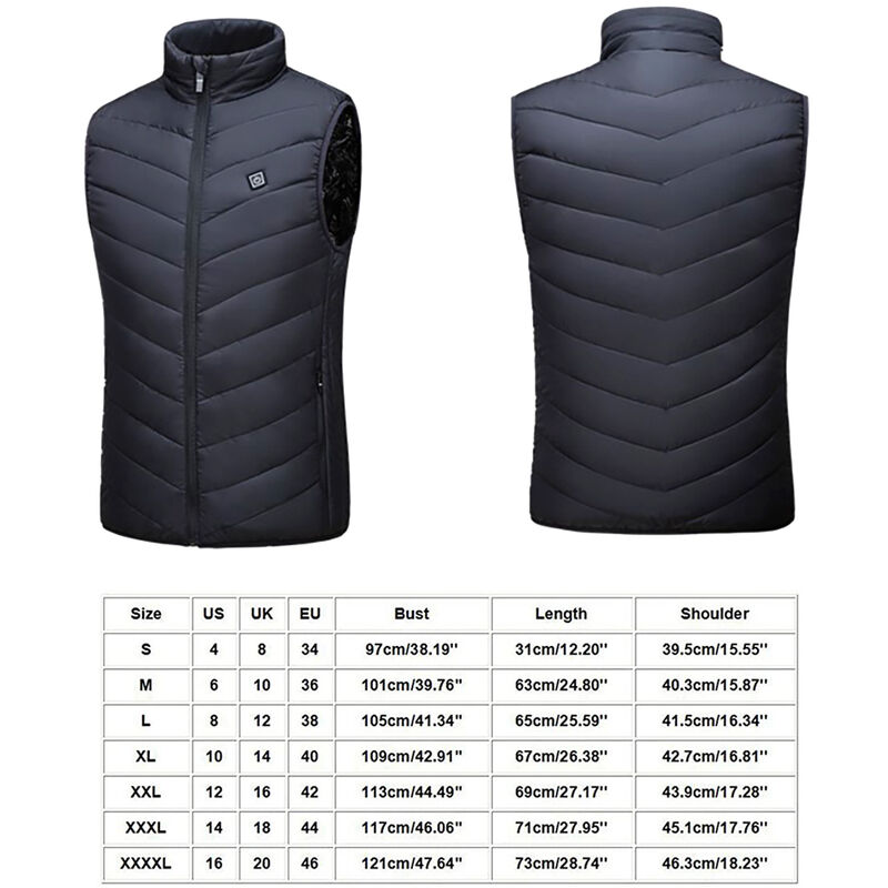 Gilet Chauffant Sans Manches - 9 Zones Chauffantes, 3 Températures - Imperméable - Pour Moto, Randonnée, Ski