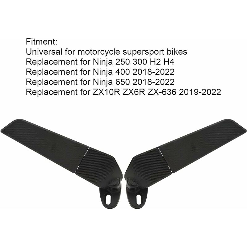 Retroviseur Lateral Rotatif Reglable Pour Moto Kawasaki Ninja 250 300 400  650 H2 H4, 2 Pieces - Retroviseurs Et Accessoires