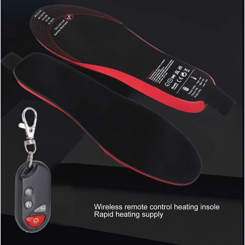 Semelles Chauffantes Rechargeables - Batterie 2000 MAh - Télécommande 3 Niveaux - Taille 41-45 - Pour Ski, Randonnée Hiver
