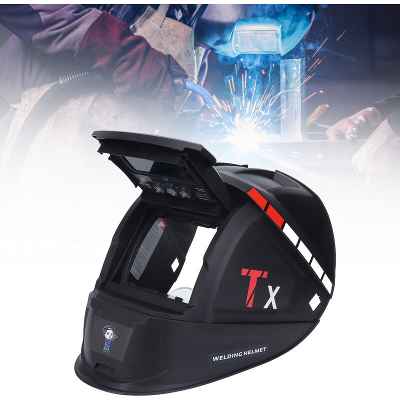 Masque De Soudage Auto-Darkening 9,3x10 Cm – Casque Soudure Solaire 4 Capteurs, Grand Écran Couleur Véritable, Protection UV/IR