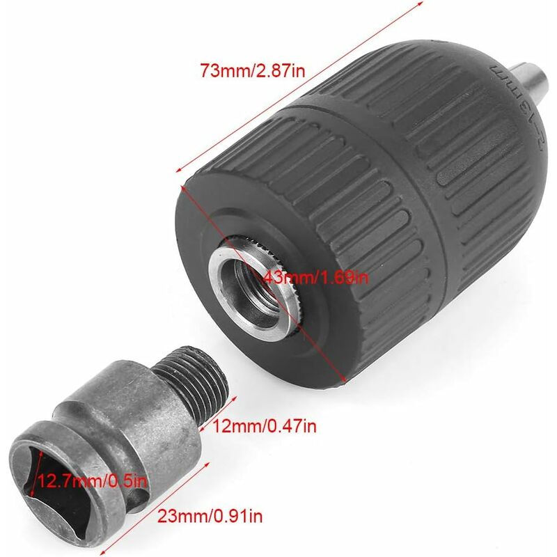 Adaptateur Foret Mandrin Perceuse Rapide 1.5-13mm Sans Clé - Filetage 1/2-20UNF Avec Adaptateurs SDS Plus Et HEX - Pour Perceuses Électriques Mandrin Perceuse Sans Clé Adaptateur Foret Mandrin Perceuse Rapide 1.5-13mm Sans Clé - Filetage 1/2-20UNF Avec Adaptateurs SDS Plus Et HEX - Pour Perceuses Électriques Mandrin Perceuse Sans Clé
