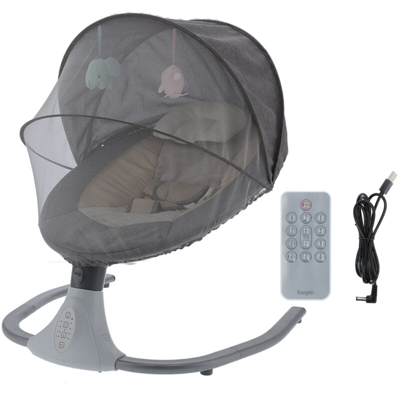 Transat électrique Bébé Avec Bluetooth Et Télécommande - Pour 0-12 Mois, 5 Vitesses De Balancement, Moustiquaire Incluse