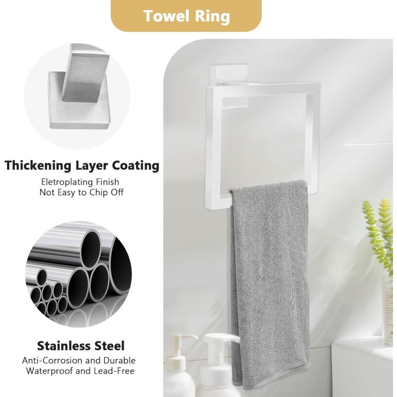 Hoomtaook Porte Serviette Set de 5 Pièces, Accessoire Salle de Bain Métal Perçage, Murale Inclus Porte-Serviettes,Porte Papier Toilette,Crochet Porte- Serviettes et Crochet,Gris Hoomtaook Porte Serviette Set de 5 Pièces, Accessoire Salle de Bain Métal Perçage, Murale Inclus Porte-Serviettes,Porte Papier Toilette,Crochet Porte- Serviettes et Crochet,Gris