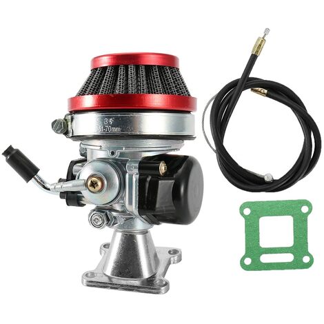 pour carburateur 15mm Entrée de câble et joint d'accélérateur de filtre à air de carburateur, moteur ABS à 2 temps en alliage d'aluminium/aluminium pour Pocket Bike ATV 49cc (1/5)