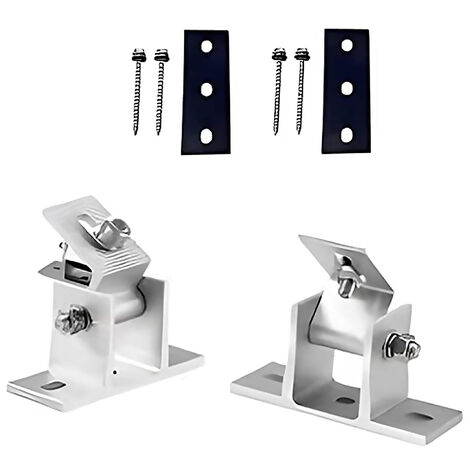 Ensemble de supports pour panneaux solaires, réglables de 15 à 30 degrés (2pcs support + 2pcs coussinets en caoutchouc + 4pcs vis à bois à douille hexagonale) (1/5)