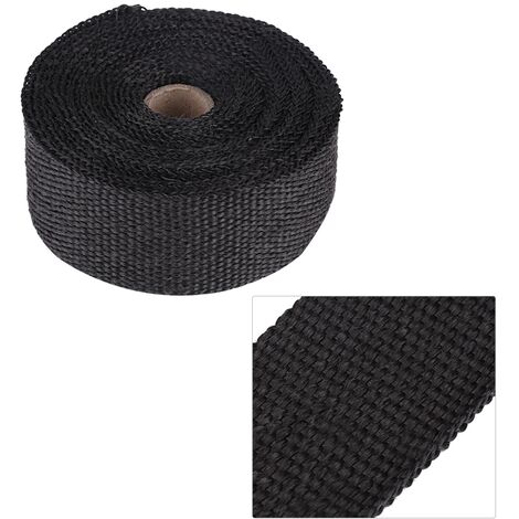 SJLERST 16FT Noir Haute Isolation Thermique Tuyau D'échappement Wrap Bande Tissu pour Voiture Moto (1/5)