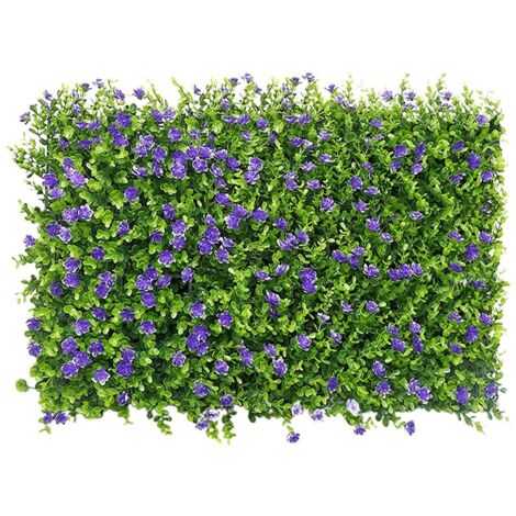 Panneaux de Mur de Gazon Artificiel, 40x60cm Haies Artificielles Panneaux Clôture Topiaire Criblage pour Jardin Extérieur Cour Arrière-Cour Décor (Fleur de Ceinture Violette Eucaly)