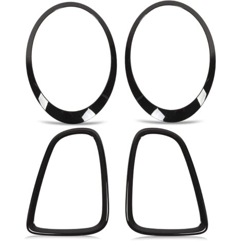 Sjlerst – Kit de garnitures de phare avant et arrière pour Mini R56 R57 R58 R59 – Noir brillant – Matériaux ABS et PP – Installation facile