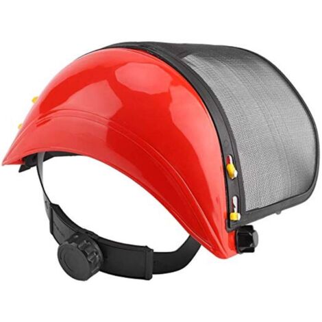Casque de sécurité, casque de sécurité pour coupeurs, casque de sécurité avec visière en filet pour tondeuses forestières, orange (1/5)