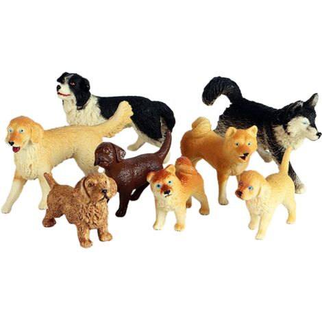 8 Pcs Plastique Petit Chien Figurines Modèle Jouet Ensemble, Chien Chiffres Animaux Jouet Simulation PVC Playset Éducatif Apprentissage Jouets pour Enfants (1/5)