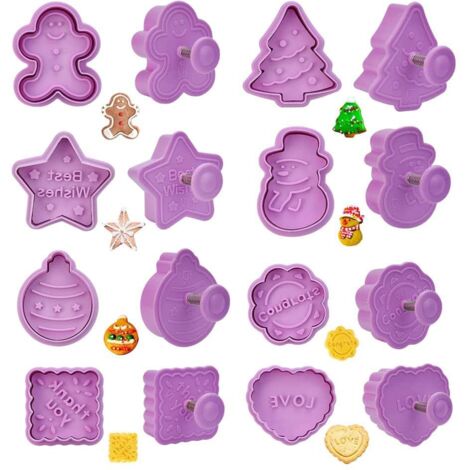 Mini Emporte-pièces de Noël 3D, Ensemble de 8 Emporte-pièces Pressables 3D, Emporte-pièce en Relief estampé pour la Cuisson de Noël (1/5)
