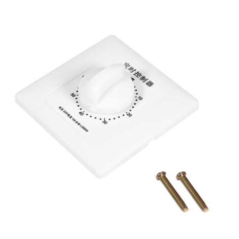 Minuterie de Compte à Rebours, Interrupteur Mural Mécanique 2000W 10A, Minuterie Programmable Haute Puissance pour Ventilateur, Chauffe-Eau, Pompe, Routeur, Aquarium, Appareils électriques(60min) (1/5)