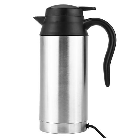 Bouilloire électrique en acier inoxydable Bouilloire Avec allume cigare de voiture 12 V, 750 ml bouilloire, 120 W Chauffage Tasse, Chaudron avec arrêt automatique, argent (1/5)