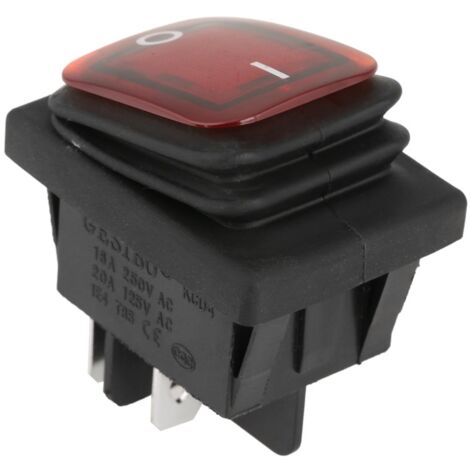 SJLERST 4PCS 220V Interrupteur à Bascule ON-OFF DPST 4-Broches Arrêt Interrupteur Etanche avec Voyant Lampe Rouge Vert