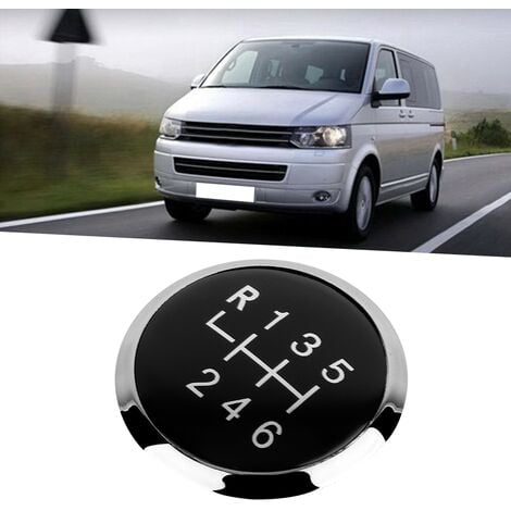 Pommeau De Levier De Vitesse Pour VW Transporter T5 Multivan - 6 Vitesses, Noir Cuir Et Chrome - Référence 7H0711113