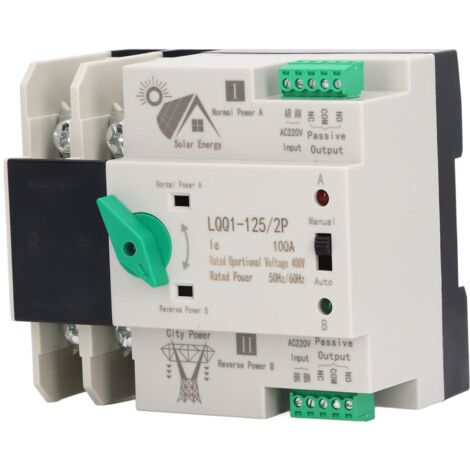 Commutateur de transfert automatique à double alimentation, AC400V 100A 2P Milliseconde, Commutateur de générateur à double alimentation, Disjoncteur électronique domestique. (1/5)