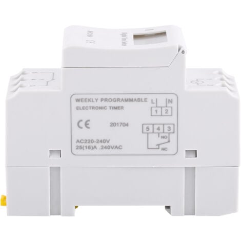 SJLERST Minuteur numérique LCD, AC 220V Minuterie Montée sur Rail, 16 Groupes de Commutation LCD Interrupteur horaire programmable hebdomadaire Relais temporisé